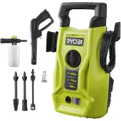 Ryobi – 1400-W-Hochdruckreiniger – 110 bar – 390 l – 5 m PVC-Schlauch – Vario- und Turbolanze – Reinigungsmitteldüse – RY110PWA