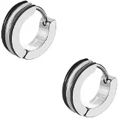 Lotus Paar Creolen "Men's Earrings", silber (edelstahlfarben, schwarz), Ohrringe, Damen, 12mm, Edelstahl, Paar Creolen