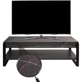 Mendler TV-Rack HWC-L53, Fernsehtisch Lowboard TV-Tisch, Metall 42x120x44cm Marmor-Optik grau