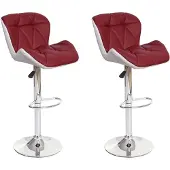 Mendler 2er-Set Barhocker HWC-A92, Barstuhl Tresenhocker, höhenverstellbar Kunstleder bordeaux