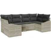 vidaXL Gartensofa-set 6 stk. Hellgrau Poly-Rattan