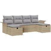 vidaXL Gartensofa-set 6 stk. Beige und Hellgrau Poly-Rattan