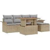 vidaXL Garten-Sofa-Set 6 stk. Beige und Hellgrau