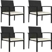 Syfax Garten-Essstühle 4 Stk. Poly Rattan Schwarz