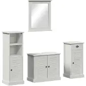 vidaXL Badezimmermöbel-Set 4 Stk. Antik Weiß Massives Kiefernholz