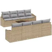 vidaXL Sofa Set 9 stk. Beige und Hellgrau [Synthetisch]: Poly Rattan