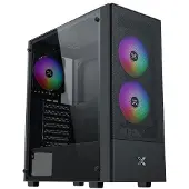 Xigmatek Midi-Tower-PC-Gehäuse ohne Netzteil – HERO II Air 3F (Schwarz) – ATX/Micro-ATX – 3x120 mm FRGB – Mesh – USB 3.0/2.0