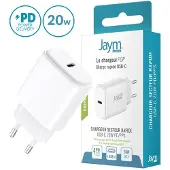 Jaym , Schnellladegerät Netzteil USB-C 20W 3A Power Delivery PPS, Weiß