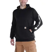 Carhartt Pullover Sleeve Logo Hooded Sweatshirt Men Black-XS