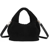 Gallantry Paris Gallantry, Handtasche für Damen mit abnehmbarem Fellschultergurt, Schwarz