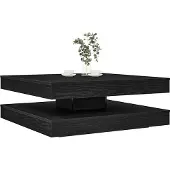 vidaXL Couchtisch 360-Grad Drehbar Schwarz Eichen-Optik 90x90x34,5 cm
