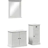 vidaXL Badezimmermöbel-Set 3 Stk. Antik Weiß Massives Kiefernholz