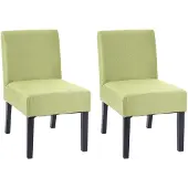 Mendler 2er-Set Esszimmerstuhl HWC-F61, Stuhl Lounge-Stuhl, Stoff/Textil grün