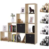 VCM Standregal "Holz Stand Treppenregal Regal 10 Fächer Napoli", schwarz, B:143cm T:29cm, Regale, Standregal