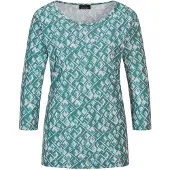 Goldner Halbarm Viskoseshirt im Allover-Design in graugrün / gemustert | Gr.: 48