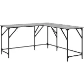 DKD Home Decor Schreibtisch Grau Sonoma 149x149x75 cm Holzwerkstoff
