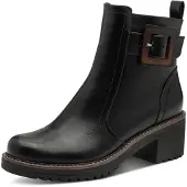 Marco Tozzi Stiefelette , Damen, Gr. 37, schwarz, Lederimitat, unifarben, Schuhe Stiefelette, Blockabstz, Herbstboots in veganer Verarbeitung