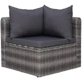 vidaXL 4-tlg. Garten-Sofagarnitur mit Kissen Grau Poly Rattan