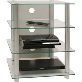 VCM Media-Regal "Hifi Möbel Rack Alu Glas Phono Mediaregal Blados", weiß (klarglas), B:59cm T:49cm, Regale, Media-Regal