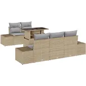 vidaXL Sofa Set 6 stk. Beige und Hellgrau Poly-Rattan