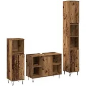 vidaXL Badezimmermöbel-Set 3 stk. Altholz 30 x 30 x 180 cm