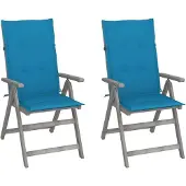 Syfax Verstellbare Gartenstühle 2 Stk. mit Auflagen Massivholz Akazie