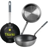 Ibili Professionelle Wokpfanne -Titanio Chef, Aluminium, 30x9,5 cm, silber/blau
