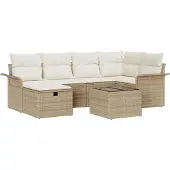 vidaXL Gartensofa-set 7 stk. Beige und Creme Poly-Rattan