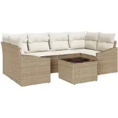 vidaXL Sofa Set 7 stk. Beige und Creme [Synthetisch]: Poly Rattan