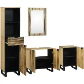 vidaXL Badezimmermöbel-Set 4 Stk. Braun Holzwerkstoff