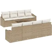 vidaXL Sofa Set 9 stk. Beige und Creme [Synthetisch]: Poly Rattan