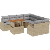vidaXL Garten-Sofa-Set 9 stk. Beige und Hellgrau