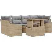 vidaXL Gartensofa-set 7 stk. Beige und Hellgrau Poly-Rattan