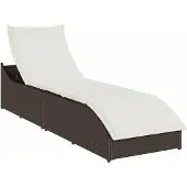 Syfax Klappliege mit Auflage und Stauraum Braun Poly-Rattan
