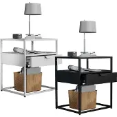 VCM Nachttisch "Metall Nachttisch Beistelltisch Schublade Flokas M", weiß, B:45cm T:40cm, Tische, Nachttisch