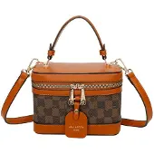 Gallantry Paris Gallantry, Vanity Damentasche kariert mit Hartgriff, Braun