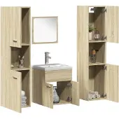 vidaXL 5-tlg. Badmöbel-Set Sonoma-Eiche Holzwerkstoff