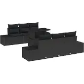 vidaXL Sofa Set 7 stk. Schwarz Poly-Rattan
