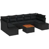 vidaXL Gartensofa-set 8 stk. Schwarz Poly-Rattan