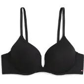 Tommy Hilfiger Bügel-BH "PUSH UP", Damen, Gr. 70, Cup D, schwarz, Obermaterial: 84% Polyamid, 16% Elasthan, UNDERWEAR, körpernah, BHs Bügel-BH, unifarben, Spaghettiträger mit Logo