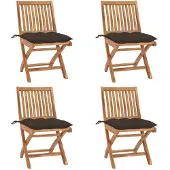 Syfax Klappstühle mit Kissen, 4-teilig, Massivholz Teakholz