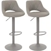 Mendler 2er-Set Barhocker HWC-N64, Barstuhl Tresenhocker, Fußablage drehbar, Kunstleder Metall grau