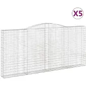 vidaXL Gabionen mit Hochbogen 5 Stk. 400x30x180/200cm Verzinktes Eisen