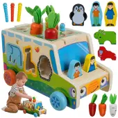 Kruzzel 26250 Didaktisches Holzauto, Steckspiel