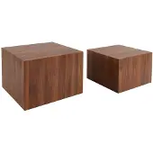 Sweeek - 2er-Set quadratische Couchtische mit Holzoptik - Nussbaumfarben