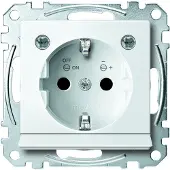 Merten MEG2304-0319 SCHUKO-Steckdose mit Lichtauslass, LED-Beleuchtungs-Modul, Berührungsschutz, Steckklemmen, polarweiß glänzend, System M