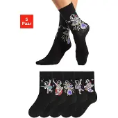 H.I.S. Socken H.I.S "Weltall für Kinder und Jugendliche Motivsocken", Jungen, Gr. 31-34, schwarz (5x schwarz), Baumwollmischung, gemustert, Socken Socken, mit Astronaut-Motiven