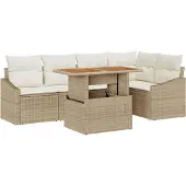 vidaXL Garten-Sofa-Set 6 stk. Beige Poly Rattan