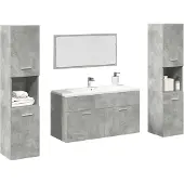 vidaXL 4-tlg. Badmöbel-Set Betongrau Holzwerkstoff