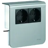 Hager SL20080900D1 Geräteträger Steckdose 2-fach vorverdrahtet Steckklemmen zu SL 20x80mm Dekor Alu